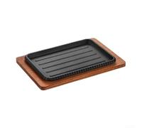 Placa de parrilla Teppanyaki de hierro fundido 25x17cm calor uniforme (con tablero de madera)