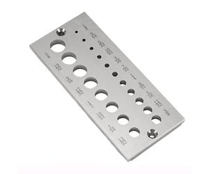 Placa de pasador de acero de doble con 19 orificios, de 1/8 a 5/8 pulgadas; fabricante de varillas de pasador para madera, guía de acero endurecido con divisiones de 1/32 de