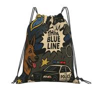 Placa De Perro Policía De La Delgada Línea Azul Bolsa con Cordón Ajustable Deporte Mochila Fácil De Doblar Bolsa De Gimnasio para Nadar Escuela Yoga 36X42Cm