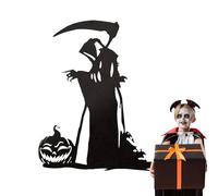 Placa de pie con texto en inglés "Muerte con guadaña" | Espeluznante cartel de metal para decoración de patio de la muerte, resistente a la corrosión, decoración de terror de la muerte, estacas de