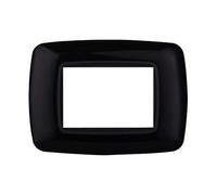 Placa de plástico abombada, compatible con Bticino Living Light (3 módulos/postes, negro)