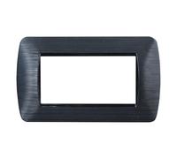 Placa de plástico satinado, compatible con Bticino Living, 4 módulos/plazas, color negro, diseño elegante y moderno, para interruptores/enchufes, tecnopolímero de alta calidad