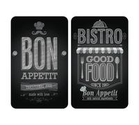 WENKO Placas protectoras para cocina Mod Bon Appetit, ajustable en altura para todo tipo de cocinas, tabla de cortar y protector contra salpicaduras, vidrio, 30 x 52 cm, juego de 2