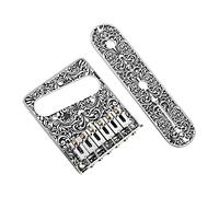 Placa de puente de 6 cuerdas con placa de control de interruptor de 3 vías y tornillos de intonación, 6 cuerdas de placa de control de cola dura, juego de placa de puente de 6 cuerdas con placa de