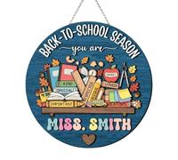 Placa de Puerta 3D Personalizable de Madera para Profesor, Letrero Grabado con Nombre a Medida para Colgar, Decoración Bienvenida para Aula, Regalo Vuelta al Cole & Detalle de Agradecimiento Docente