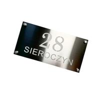 Placa de puerta de acero inoxidable con número de casa, letra de dirección de calle, nombre de familia para apartamento, hotel, tienda, villa, empresa, cafetería, bar (corte plateado, 50 x 25 cm)