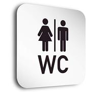 Placa de puerta de aluminio • Baño WC • Los espaciadores invisibles de 5 mm brindan un efecto flotante único • 1,5 mm de espesor, 150 x 150 mm • fácil de mantener y duradero