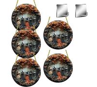 Placa de Puerta de Bruja Fanyil, Hora de Las Brujas, Nueva Corona de Bruja de Halloween 2025 para Decoración de Pared de Puerta, Placa de Puerta Decorada de Halloween(Style B,5PCS)