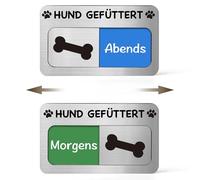 Placa de recordatorio de alimentación para perro, con imán, con mensaje "The Dog Ate", acrílico, 2 zonas (desayuno/cena) para frigorífico, plata cepillada, incluye 2 pegatinas de 12 x 6,8 cm