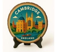 Placa de recuerdo de Cambridge, exhibición de regalo de madera rústica, recuerdo de Inglaterra para los fanáticos de la ciudad universitaria