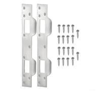 Placa de refuerzo para cerradura de puerta con construcción de metal de doble agujero para fortalecer el área del pestillo y proteger la rotura del ágato, diseñada para un rendimiento duradero (plata)