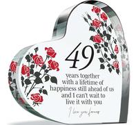 Placa de regalo de 49 aniversario para esposa y marido, 49 años juntos, con texto en inglés "I Love You Forever", regalo romántico de corazón acrílico para mujeres y hombres, 100 mm x 100 mm, regalo