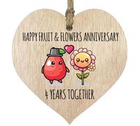 Placa de Regalo para el Cuarto Aniversario de Boda, Regalo para Marido y Esposa, 4 años Juntos, corazón de Madera para Mujeres, Hombres, Parejas, Letrero de Madera Clara, Regalos de Recuerdo