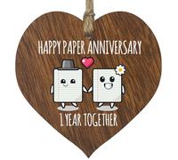 Placa de Regalo para el Primer Aniversario de Boda, Regalo para Marido y Esposa, 1 año Juntos, corazón de Madera para Mujeres, Hombres, Pareja, Letrero de Madera Oscura, Regalos de Recuerdo
