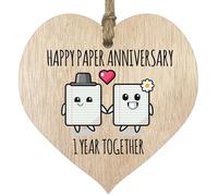 Placa de Regalo para el Primer Aniversario de Boda, Regalo para Marido y Esposa, 1 año Juntos, corazón de Madera para Mujeres, Hombres, Pareja, Letrero de Madera Clara, Regalos de Recuerdo