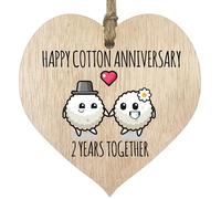Placa de Regalo para el Segundo Aniversario de Boda, Regalo para Marido y Esposa, 2 años Juntos, corazón de Madera para Mujeres, Hombres, Pareja, Letrero de Madera Clara, Regalos de Recuerdo