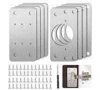 Placa de reparación de bisagra de armario, 8 piezas con destornillador, placa de reparación de bisagra para puertas de armario, juego de reparación de bisagras de acero inoxidable para muebles de