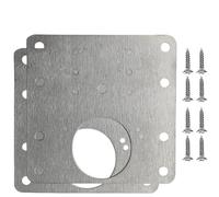 Placa de reparación para bisagras, Hinge Repair Fixing Plate Stainless Steel Cabinet Door Mounting Kit With Screw 8x8cm 0.6mm 1/2/4/10 Sets(2 Set)