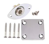 Placa de salida de guitarra cromada de 6,35 mm con placa de cuello para Fender Stratocaster Telecaster piezas de repuesto