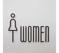 Placa de señal de inodoro de acrílico para puerta de baño, placa de señalización de WC, color negro, navegación transparente para hotel, restaurante, instalaciones públicas, 1 juego (B)
