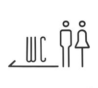 Placa de señal de inodoro, tablero acrílico de señalización para puerta o pared de baño, adhesivo negro con logotipo de baño con reflejo de galvanoplastia, fácil de instalar y limpiar (D)