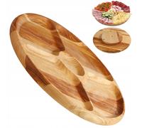Placa de servicio KADAX, plato giratorio de madera natural, madera de fresno
