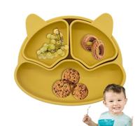 Placa de succión de silicona Bebé | Platos con Ventosa en Forma de Oso para Bebés - Platos Infantiles Antideslizantes para Bebés y Niños de 6 Meses, Se Pegan a Mesas y Tronas Teksome