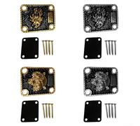 Placa de Unión de Cuello para Guitarra Refuerzo Metal para telecaster para estabilizador Junta 4 Agujeros 6.3x5.1cm(GoldB)