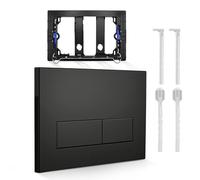 Placa de WC, Compatible con Geberit, Placa de Doble Descarga, Pulsador de Cisterna, UP300, UP320,Sigma 01 20 30 50,Recambio, con Kit de Varillaje, Marco de Montaje, Negro Mate, 246x162 mm