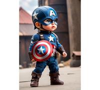 Placa Decorativa Baby Capitán América CHIBI Marvel Metálica Cuadro Póster HD