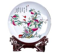 Placa Decorativa cerámica Platos Colgantes, Plato Decorativo de cerámica Jingdezhen de 10,2 Pulgadas, Adornos de gabinete Chino for el hogar y la Sala de Estar
