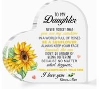 Placa decorativa de acrílico con forma de corazón para hijas, regalos de mamá, ideas de regalo para cumpleaños o Navidad, Never Forget That You Are My Sunshine
