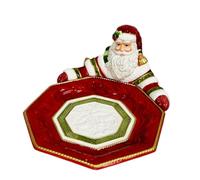 Placa decorativa de cerámica navideña artística pintada a mano, decoración mesa para Cerámica(36.5x28x16CM)