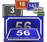 Placa decorativa de Lexan, número y dirección, para calle, garaje, puerta y buzón, colección clásica: 2 líneas personalizables