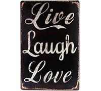 Placa decorativa de metal con texto en inglés "Live Laugh Love", 20,3 x 30,5 cm