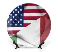 Placa decorativa de porcelana china impresa con bandera de Estados Unidos e Italia, placa decorativa de cerámica con soporte de exhibición para decoración de pared del hogar, Estilo:, 10inch