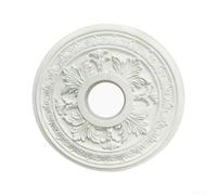 Placa decorativa de techo blanco retro de 39 cm de diámetro, cubierta de lámpara redonda de poliuretano para candelabros y ventiladores, oculta defectos de techo, agujero central de 10 cm, diseño