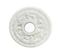 Placa decorativa de techo de estilo retro de 39 cm de diámetro, medallón redondo de poliuretano blanco para lámparas y ventiladores, cubre defectos de techo sin taladrar, diseño minimalista vintage