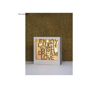 Placa decorativa - Escrito. - Disfruta, Ríe, Desea... - FSC 100% - 18,7x18cm - Mixto