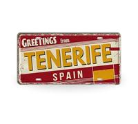Placa Decorativa España • Matrícula Vintage de Ciudades Españolas • Señal Metálica para Decoración de Viaje o Hogar (02 Tenerife)