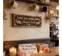 Placa decorativa floral vintage de 7.9 pulgadas con texto en inglés "Love You More, Mom" para puerta delantera, para dormitorio, porche, regalo ideal para mamá y abuela