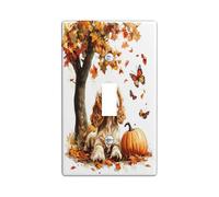 Placa decorativa para interruptor con diseño de perro cocker spaniel de otoño de acuarela, 1 palanca única, placa frontal eléctrica de arce otoñal para decoración de dormitorio, baño, placa de