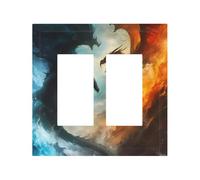 Placa decorativa para interruptor de luz basculante, 2 placas de pared de tamaño mediano de 4.9 x 5 pulgadas, placa de pared de dragón de onda de llama roja y azul, cubierta de pared, policarbonato