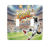 Placa decorativa para interruptor de luz con diseño de perro Border Collie de fútbol 2026, 2 bandas, doble palanca, para el día del partido, disparar cachorro, objetivo, placa frontal eléctrica