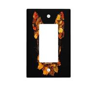 Placa decorativa para interruptor de luz con diseño de perro Boston Terrier de otoño, 1 banda, diseño de hojas de otoño, placa frontal eléctrica para cocina, baño, decoración de cubierta de