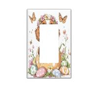 Placa decorativa para interruptor de luz con diseño de perro Cavalier de Pascua, King Charles Spaniel, 1 banda, divertido huevo lindo cachorro, placa frontal eléctrica de flores para dormitorio