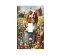 Placa decorativa para interruptor de luz con diseño de perro Cavalier King Charles Spaniel de Pascua, 1 interruptor, placa de interruptor eléctrico de granja para cachorro, placa frontal eléctrica con