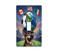 Placa decorativa para interruptor de luz con diseño de perro pastor alemán de fútbol 2026, 1 interruptor, interruptor único, día del partido, celebra el cachorro, placa frontal eléctrica con patrón