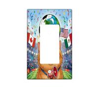 Placa decorativa para interruptor de luz de gato exótico de pelo corto de fútbol, 1 banda, balancín individual, día del partido, celebra gatito, placa frontal eléctrica con patrón deportivo para