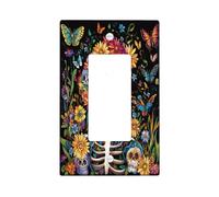 Placa decorativa para interruptor de luz de Halloween con diseño de calavera de azúcar, 1 banda, interruptor eléctrico de esqueleto divertido mexicano, placa frontal eléctrica del Día de los Muertos